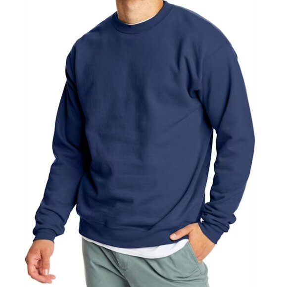 Hanes Unisex Simple Jersey Blue Crewneck - Picture 1 of 3